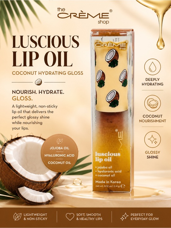 The Creme Shop Other - 🥥 Crème Shop Luscious Lip Oil – Coconut Hydrating Gloss 🥥